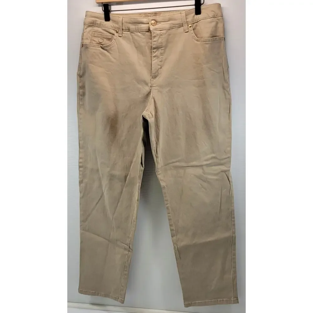 L8) Gloria Vanderbilt All-Around Slimming Effect Beige Pants 16 Short